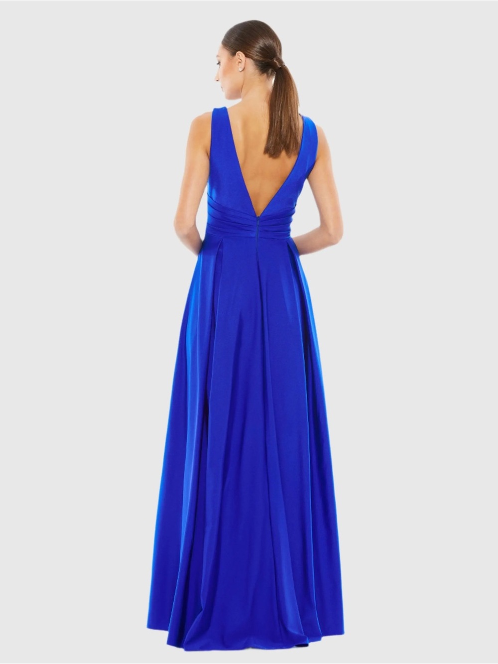 NWT Mac Duggal 26578 Jersey Plunge Neck Evening Gown in Royal Blue - Size 6 - Picture 2 of 8